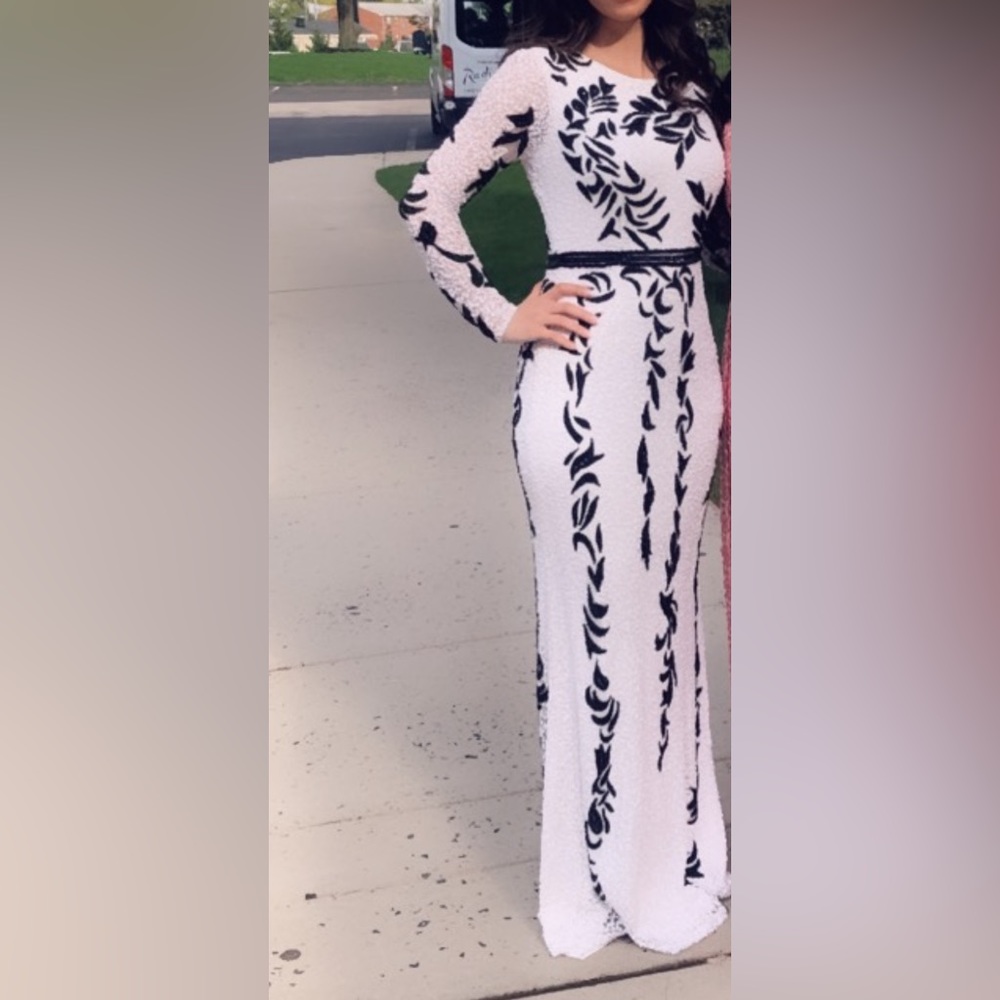 Long beautiful black and white gown